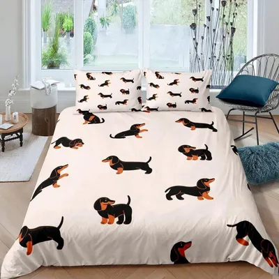 Productafbeelding van Kinderbeddengoedset met hondmotief, worstvorm, 135x200 cm, meerkleurig, supermicrovezel