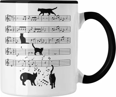 Produktbild von Trendation - Katze Tasse Lustig Geschenk Kaffeetasse Cat Kaffeebecher Grafik Katzenliebhaber Geschenke (Schwarz)