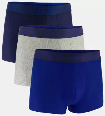 Zdjęcie produktu dla UNDER ARMOUR bokserki męskie, 3-pak - Performance Tech Trunks Solid 3'', stretch, jednolite niebieskie/szare L