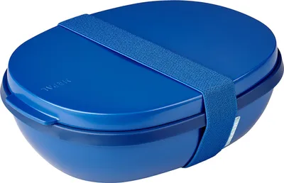 Produktbild von Mepal - Lunchbox Ellipse Duo - Meal Prep Box für Erwachsene & Salatbox zum Mitnehmen - Brotdose für ein gesundes Mittagessen - Ideal für Sandwiches & Salate - 825 ml + 600 ml - Vivid blue