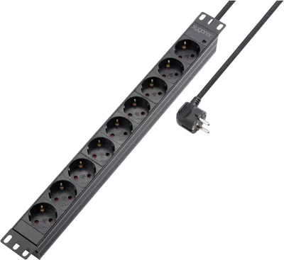 Produktbild von Sygonix SY-5799004 Steckdosenleiste 19 Zoll 9fach Schwarz Schutzkontakt 1 St.