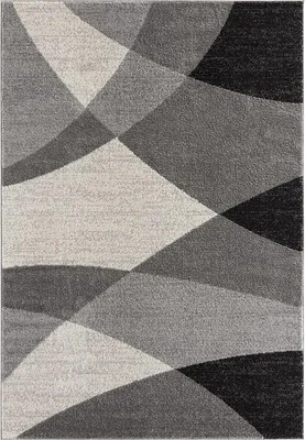 A top-down view of a rug with a geometric pattern.