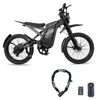 Produktbild von Ouxi GT-2000 - Offroad-fatbike - Set mit Kettenschloss und Fahrradalarm - Schwarz - 20 Zoll - 2000W Motor - 120 km Reichweite - Hydraulische Scheibenbremsen - 750Wh Akku - Vollfederung