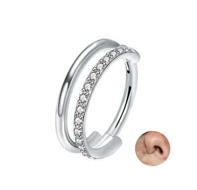 Produktbild von G23 Titan Nasenpiercing mit Zirkonia – Hypoallergischer Piercing Ring 16G