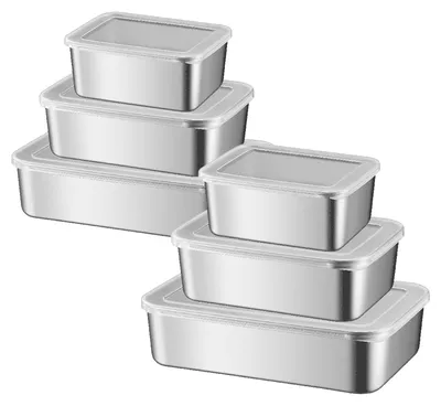 Produktbild von 6 Stück Luftdichte Vorratsdosen aus Edelstahl mit Deckel