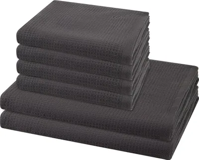 Produktbild von Ross Pique 4 X Handtuch 2 X Duschtuch im Set Piqué Frottier aus Baumwolle 520 g/m², Saugstark weich pflegeleicht trocknergeeignet, Gewebte Bordüre mit gesticktem Emblem