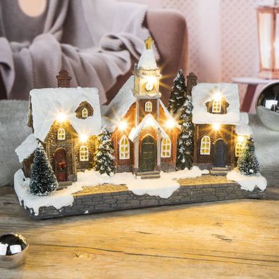 Beleuchtetes Weihnachtsdorf "verschneite Altstadt" 26,5x10 x17,5cm HI 54199