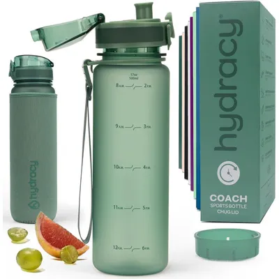 Produktbild von Trinkflasche mit Fruchteinsatz 500ml BPA-frei Zeitmarkierung Auslaufsicher Mondlichtgrün