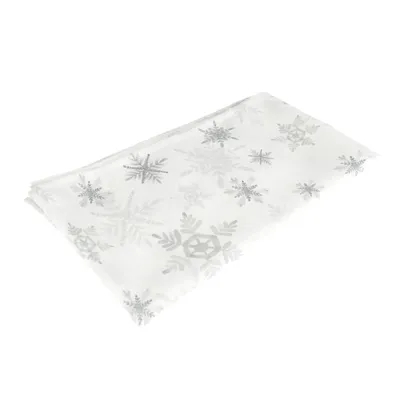 Produktbild von Textil-Tischläufer/Tischband/Stoff-Tischdecke/Mitteläufer im Schneeflocken-Design, aus 100% Polyester, ca. 140 x 40 x 0,2 cm, weiß/grau, Weihnachten