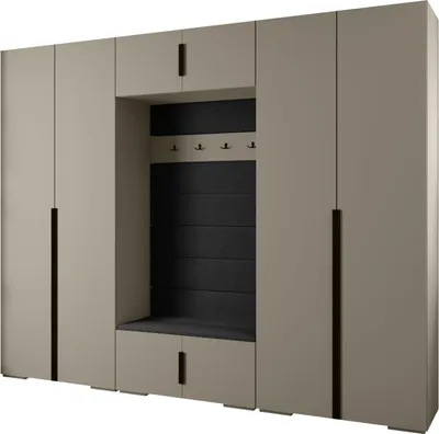 Produktbild von MEBLE KRYSPOL Inova 1 Möbelset Garderobe, 236,7x300x47cm - Kaschmir, Manila 18, Schwarz