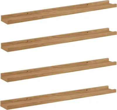 Immagine prodotto di vidaXL Mensole da parete, 4 pezzi, marrone, 80 x 9 x 3 cm, materiale composito di legno