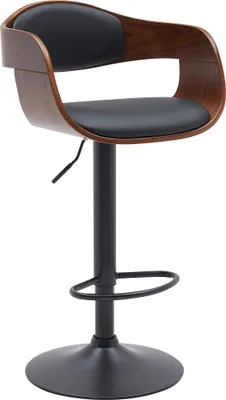Produktbild von CLP Barhocker Kingston höhenverstellbar drehbar mit schwarzem Metallgestell | Farbe walnuss/schwarz Material Kunstleder