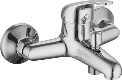 Produktbild von sanicomfort Wannenarmatur WIEN chrom – Einhebel Mischbatterie für Badewanne – Aufputz-Wannenfüllarmatur mit 1/2 Zoll Brauseanschluss, Wandmontage, aus Messing