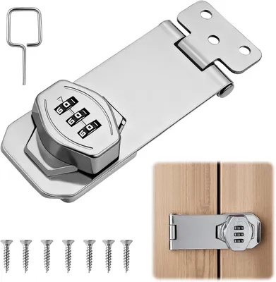 Imagen del producto de Cerradura de combinación mecánica de 4 dígitos, ideal para puertas, armarios y ventanas, con o sin llave