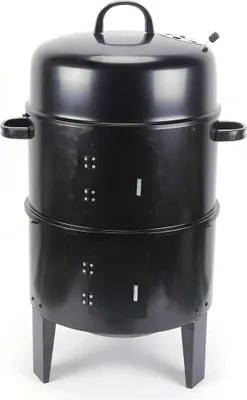 Zdjęcie produktu dla Grill BBQ – grill na węgiel drzewny i wędzarnia – duży – metalowy – do 800 °C – czarny