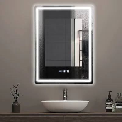 Produktbild von Badspiegel 60*80cm LED-Badezimmerspiegel mit Licht dimmbarer Anti-Beschlag-Spiegel