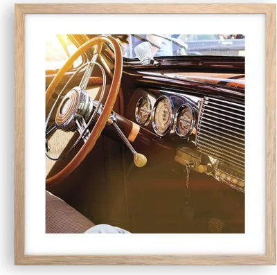 Produktbild von Gerahmtes Poster - Rahmen in heller Eiche - Auto Retro Vintage - 40x40 cm - Wand Bild - Wanddeko - Wandbilder - Kunstposter - Wandposter - Bilderrahmen - Bilder - Kunstdruck - P2NAC40x40-4939