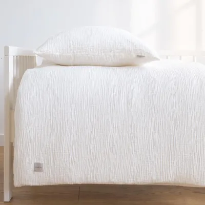 Produktbild von MUSSELIN Kinder Bettwäsche 100x135 + 40x60 cm Ecru - 2-teilig, 100% Baumwolle, weich & atmungsaktiv für 60x120 & 70x140 Kinderbetten LOOLAY