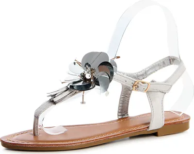 Produktbild von Riemchen Sandalen Sandaletten Zehentrenner Glitzer 1199, Farbe:Silber, Größe:36 EU