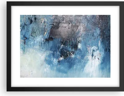 Produktbild von Gerahmtes Poster - Schwarzer Rahmen - Abstraktion Blau Schwarz - 40x30 cm - Wand Bild - Wanddeko - Wandbilder - Wandposter - Bilderrahmen - Bilder - Kunstdruck - Wandbild - P2BAA40x30-4155