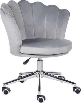 Image de BELIANI Fauteuil de bureau pivotant en velours gris avec base et hauteur réglable