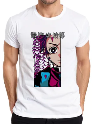 Immagine prodotto di 竈門炭治郎 鬼滅の刃 Maglietta Anime Manga Cosplay Fan Gift Uomo, Bianco, XL