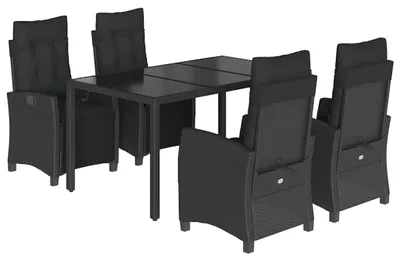 Produktbild von vidaXL 5-tlg. Garten-Essgruppe mit Kissen Schwarz Poly Rattan