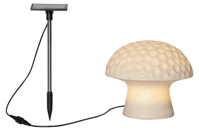 Produktbild von Solarleuchte ,Sandy', Pilz aus Sandstein, Dämmerungssensor, naturweiß, H 15cm
