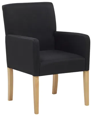 Obrázek produktu pro BELIANI Jídelní židle Čalounění z černé látky Dřevěné nohy Elegantní sedadlo s područkami