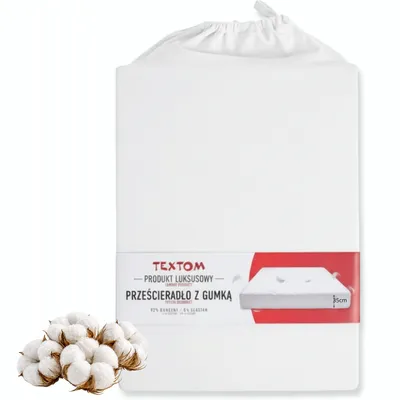 Produktbild von TEXTOM Jersey Spannbettlaken mit Elasthan Premium 180x200 cm Weiß für Matratzen bis 35 cm Steghöhe