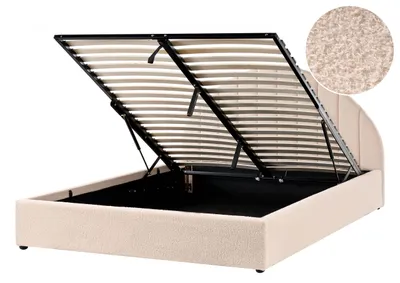 Obrázek produktu pro BELIANI Postel s úložným prostorem béžová buklé čalounění 140 x 200 cm minimalistický moderní design