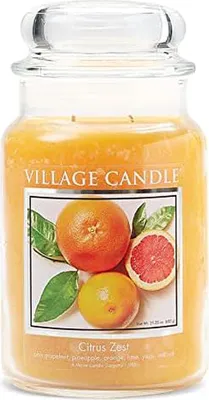 Produktbild von Village Candle Citrus Zest 602g Duftkerze im Glas mit dem Duft von Grapefruit und Orangen