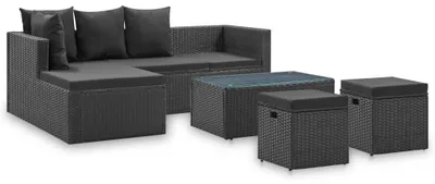 Productafbeelding van Loungebank - Loungeset - Hoekbank - Terrasbank - Tuinbank - 4-delig - Weerbestendig PE-Rattan
