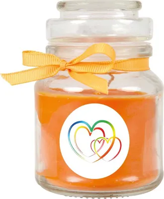 Produktbild von Duftkerze im Bonbonglas "Herzen", Duft: Honigmelone ( Orange ), 120g - Brenndauer bis zu 30 Stunden