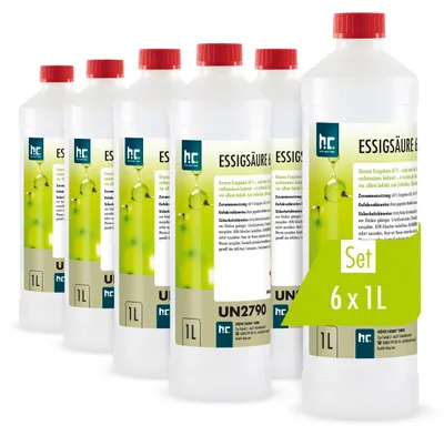 Produktbild von 6x 1 Liter Essigsäure 60% in Flaschen