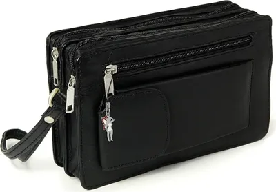 Produktbild von DrachenLeder Echtleder Herren Handgelenktasche schwarz 20x12x7 - inkl. Feen-Anhänger D2OTJ512S