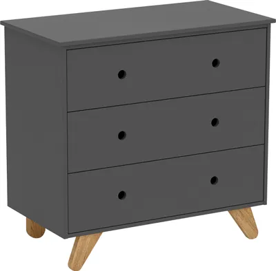 Produktbild von Möbilia Kommode | 3 Schubladen | MDF, Pinie | B 95 x T 50 x H 90 cm | grau-natur | 12020028 | Serie KOMMODE
