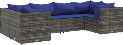 Obrázok produktu pre vidaXL 6-dielna záhradná súprava s vankúšmi Grey Poly Rattan