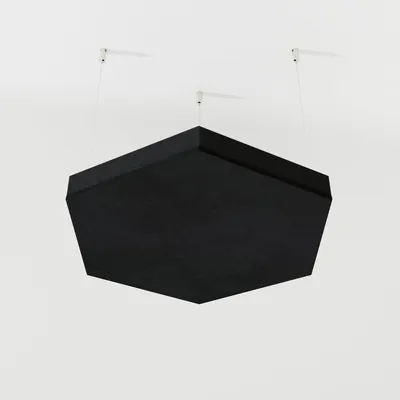 Produktbild von 2er-Pack – Abgehängtes Decken-Akustikpaneel aus Samtstoff „HEXAGON-Cinematic“ mit Befestigungsset|Akustiklösung| Schallabsorption [HEXAGON |Schwarz]