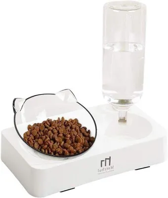 Obrázok produktu pre Naklonená dvojitá miska pre mačky a malé psy