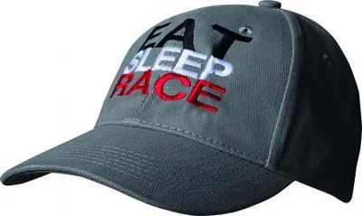 Produktbild von Baseballcap mit Einstickung - EAT SLEEP RACE - 68572 grau