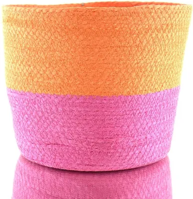 Produktbild von VAN DER LEEDEN Korb Pink & Orange Ø 22 cm Höhe 18 cm - Seegras