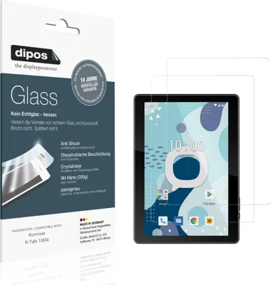 Produktbild von 2x Schutzfolie für Konrow K-Tab 1004 - Anti-Shock 9H Folie dipos Glass Kunststoffglas