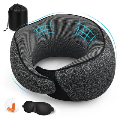 Productafbeelding van Omgoods - Ergonomisch Reiskussen met Oordopjes en Oogmasker