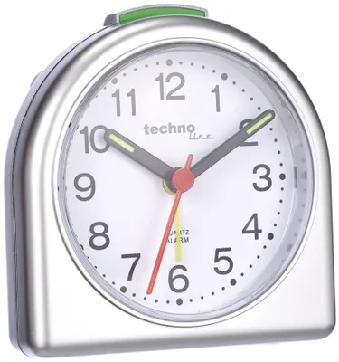 Zdjęcie produktu dla Technoline GENEVA-SD, Kwarcowy budzik, Srebrny, Wewnętrzna, 12h, 1x Mignon/AA/LR06, 85 x 85 x 30 mm