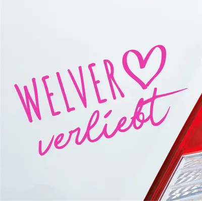Produktbild von Auto Aufkleber Welver verliebt Herz Gemeinde Liebe Car 19x9 cm Pink Sticker Heckscheibenaufkleber