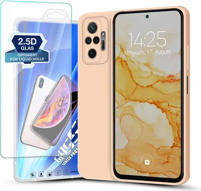 Produktbild von Hülle für Xiaomi Redmi Note 10 Pro mit 9H Displayglas Displayschutz Plus Case Cover Bumper Silikon Softgrip Schutzhülle Farbe: Rosa