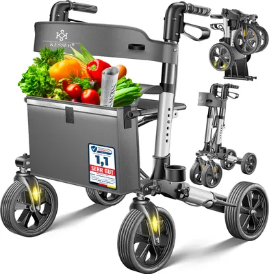 Produktbild von KESSER® Rollator Aluminium faltbar, höhenverstellbar & bis 136 kg belastbar