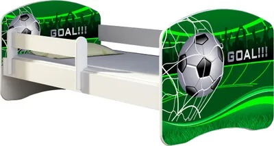 Image de ACMA lit d'adolescent lit d'enfant lit junior set complet avec matelas sommier à lattes et protection antichute blanc 14 Goal   180x80