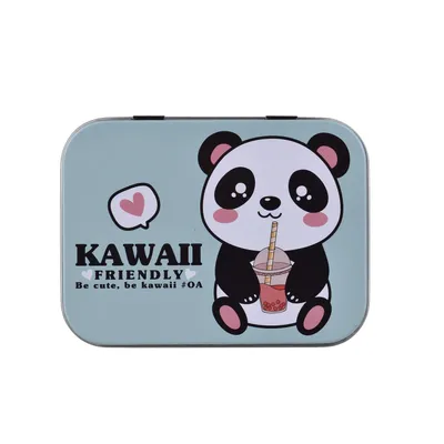 Produktbild von 1x Home-Flair Kawaii Panda Grün Kinder Pflaster-Box mit 24 bunten Motiv-Pflastern in Metalldose – Hautfreundlich & Wasserabweisend